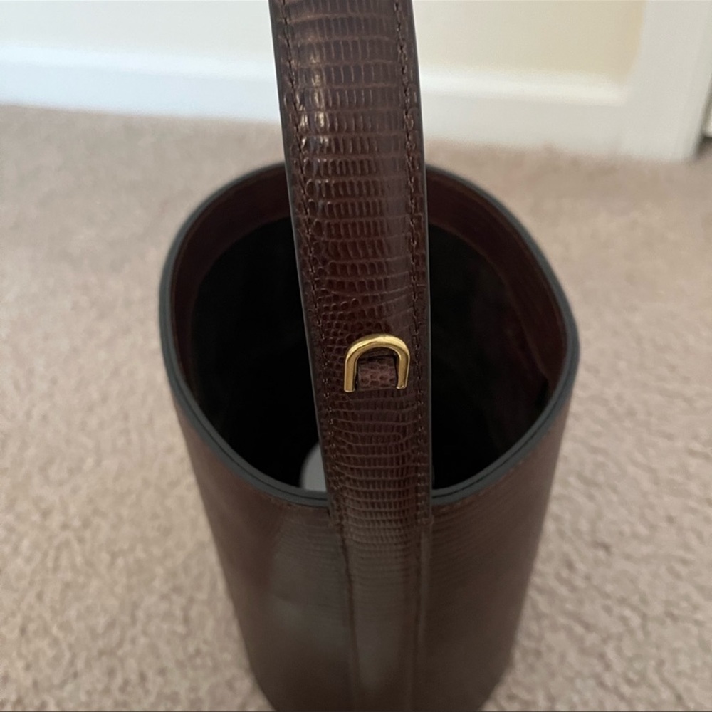 NEW Staud Bissett Lizard Embossed Leather Bucket Bag With Sunglasses Case - Picture 6 of 10
